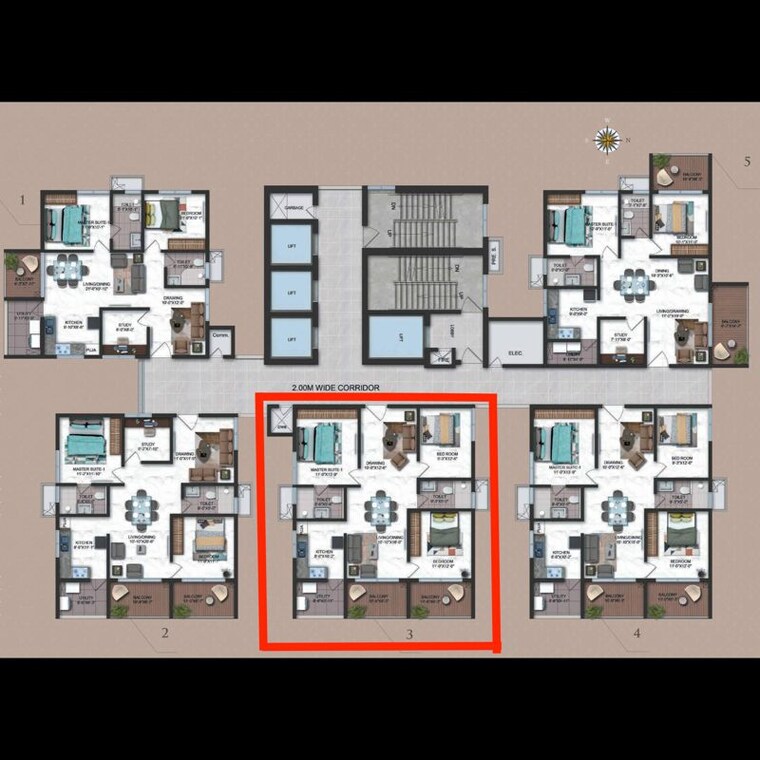 Floor Plan, candeur-crescent 2.5 Bedroom 1605 Sq.Ft. Apartment In Serilingampally Hyderabad 10739449