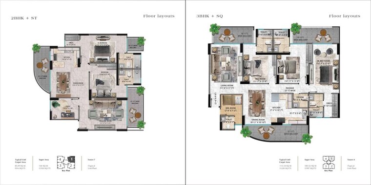 Floor Plan, pareena-coban-residences 3 Bedroom 1997 Sq.Ft. Apartment In Sector 99a Gurgaon 10739552