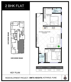 Floor Plan in 1 BHK Apartment at Kothrud – for Sale