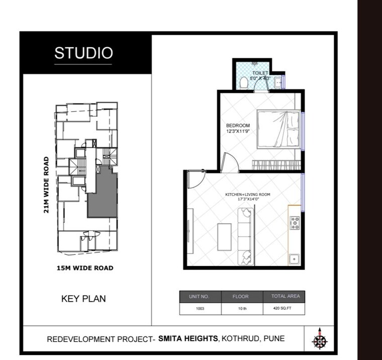 Floor Plan, kothrud 1 Bedroom 520 Sq.Ft. Apartment In Kothrud Pune 10740744