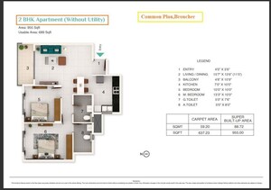 Floor Plan in 2 BHK Apartment at Adarsh Greens, Kogilu – for Rent