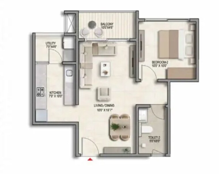 Floor Plan, prestige-parklane 2 Bedroom 1103 Sq.Ft. Apartment In Devanahalli Bangalore 10742720