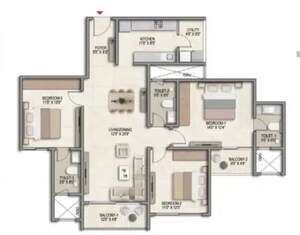 Floor Plan in 2 BHK Apartment at Prestige Parklane, Devanahalli – for Sale
