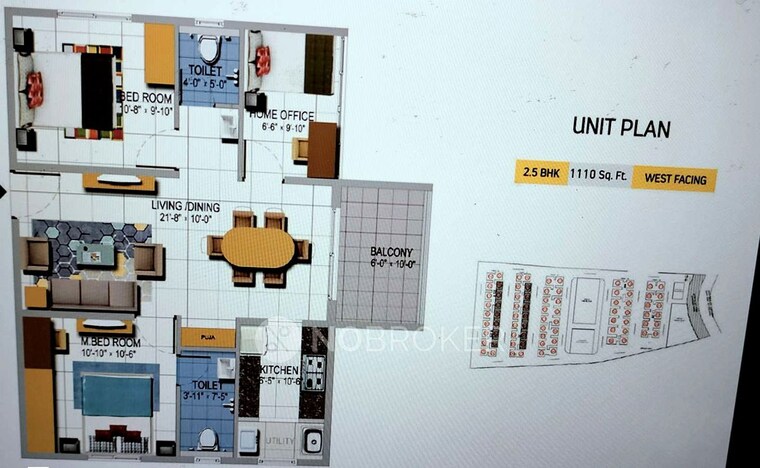 Floor Plan, urbanrise-on-cloud-33 2.5 Bedroom 1110 Sq.Ft. Apartment In Bachupally Hyderabad 10742906