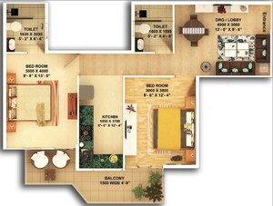 Floor Plan in 2 BHK Apartment at Pyramid Urban Homes 3, Sector 67a – for Sale
