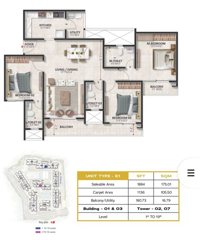 Floor Plan, prestige-evergreen 2 Bedroom 1526 Sq.Ft. Apartment In Whitefield Bangalore 10627759