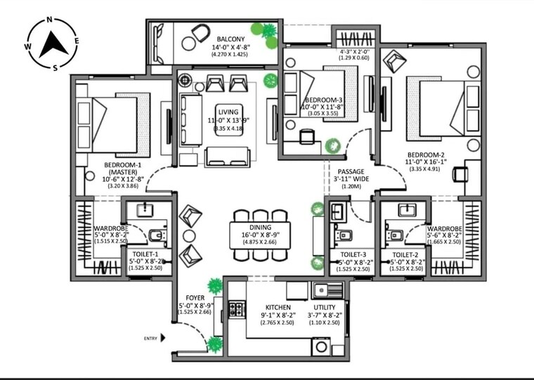 Floor Plan, assetz-marq-phase-2 3 Bedroom 1604 Sq.Ft. Apartment In Whitefield Bangalore 10746866