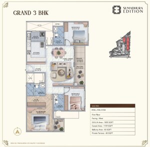 Floor Plan in 3 BHK Apartment at Sumadhura Edition, Whitefield – for Sale