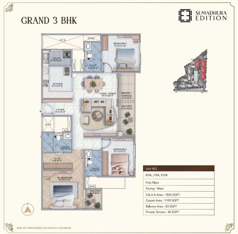 Floor Plan, sumadhura-edition 3 Bedroom 1590 Sq.Ft. Apartment In Whitefield Bangalore 10627634