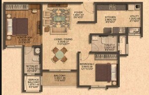 Floor Plan in 3 BHK Apartment at Brigade Citrine, Budigere Cross – for Sale