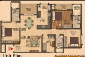 Floor Plan in 3 BHK Apartment at Brigade Citrine, Budigere Cross – for Sale