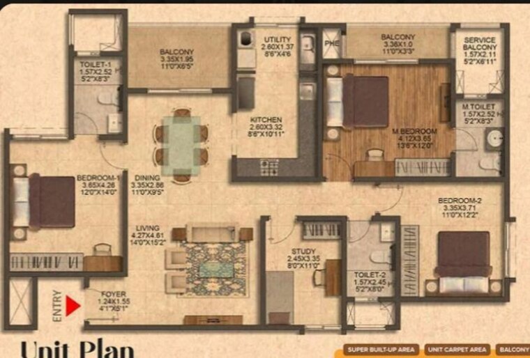Floor Plan, brigade-citrine 3 Bedroom 1765 Sq.Ft. Apartment In Budigere Cross Bangalore 10747158