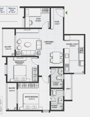 Floor Plan in 2 BHK Apartment at Sumadhura Belfort, Soukya Road – for Sale