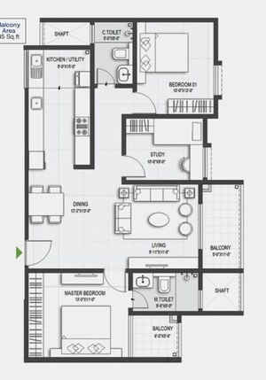 Floor Plan in 2 BHK Apartment at Sumadhura Belfort, Soukya Road – for Sale