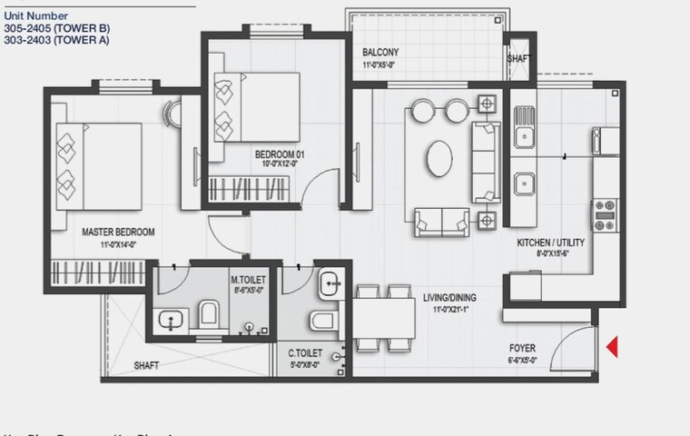 Floor Plan, sumadhura-belfort 2 Bedroom 1261 Sq.Ft. Apartment In Soukya Road Bangalore 10747243