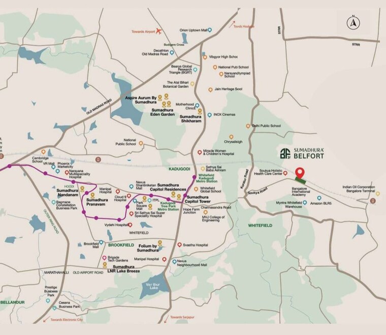 Map Location, sumadhura-belfort 2 Bedroom 1261 Sq.Ft. Apartment In Soukya Road Bangalore 10747243