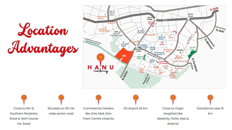 Map Location, pareena-hanu-residency 2.5 Bedroom 750 Sq.Ft. Apartment In Sector 68 Gurgaon 10747704