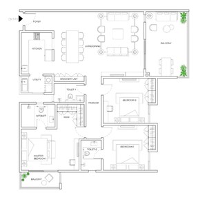 Floor Plan in 3 BHK Apartment at Assetz Zen And Sato, Yelahanka – for Sale