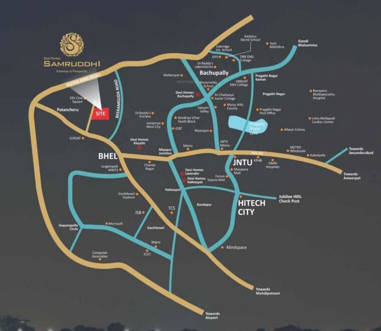 Map Location, devi-homes-samruddhi 2 Bedroom 1100 Sq.Ft. Apartment In Peeranchuruvu Hyderabad 10748651