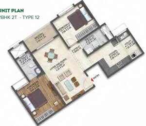 Floor Plan in 3 BHK Apartment at Brigade Calista, Budigere Cross – for Sale