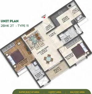 Floor Plan in 3 BHK Apartment at Brigade Calista, Budigere Cross – for Sale