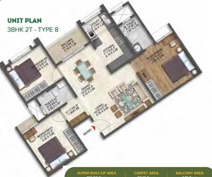 Floor Plan in 3 BHK Apartment at Brigade Calista, Budigere Cross – for Sale