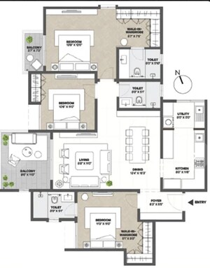 Floor Plan in 3 BHK Apartment at Assetz Ren And Rei, Sarjapur Road – for Sale