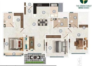 Floor Plan in 2 BHK Apartment at Keya The Urban Forest, Kasavanahalli – for Sale