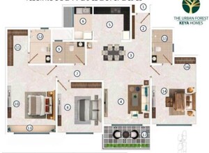 Floor Plan in 2 BHK Apartment at Keya The Urban Forest, Kasavanahalli – for Sale