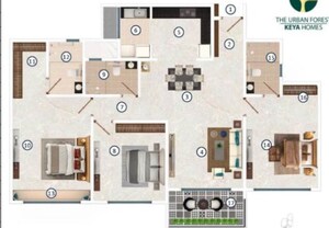 Floor Plan in 2 BHK Apartment at Keya The Urban Forest, Kasavanahalli – for Sale