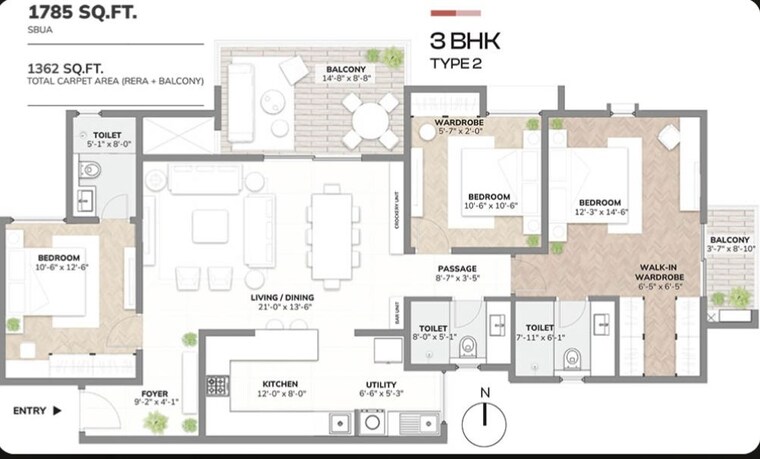 Floor Plan, assetz-sora-and-saki 3 Bedroom 1670 Sq.Ft. Apartment In Bagaluru Bangalore 10750934
