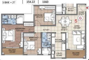 Floor Plan in 2 BHK Apartment at Sattva Songbird, Budigere Cross – for Sale
