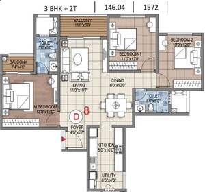 Floor Plan in 2 BHK Apartment at Sattva Songbird, Budigere Cross – for Sale