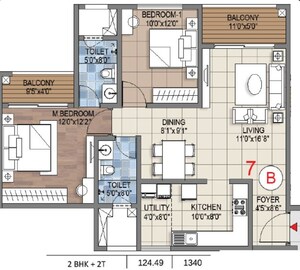 Floor Plan in 2 BHK Apartment at Sattva Songbird, Budigere Cross – for Sale