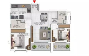 Floor Plan in 2 BHK Apartment at Sattva City, International Airport Road – for Sale
