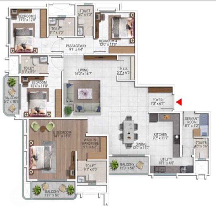 Floor Plan, sattva-city 2 Bedroom 1306 Sq.Ft. Apartment In International Airport Road Bangalore 10750986