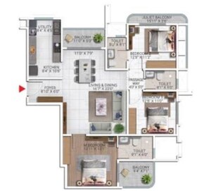 Floor Plan in 2 BHK Apartment at Sattva City, International Airport Road – for Sale