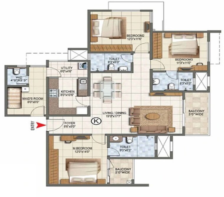 Floor Plan, sattva-city 2 Bedroom 1306 Sq.Ft. Apartment In International Airport Road Bangalore 10750986
