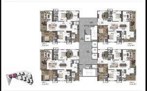 Floor Plan in 3 BHK Apartment at Tribhuja Apartments, Kollur – for Sale