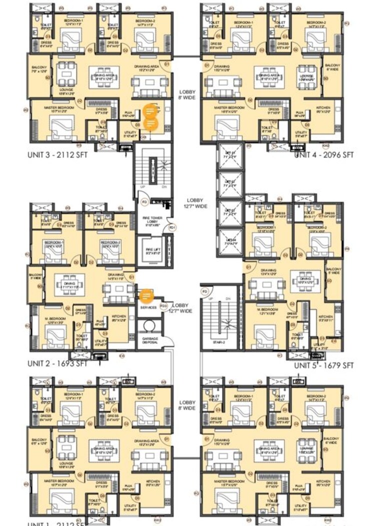 Floor Plan, tribhuja-apartments 3 Bedroom 1735 Sq.Ft. Apartment In Kollur Hyderabad 10751843
