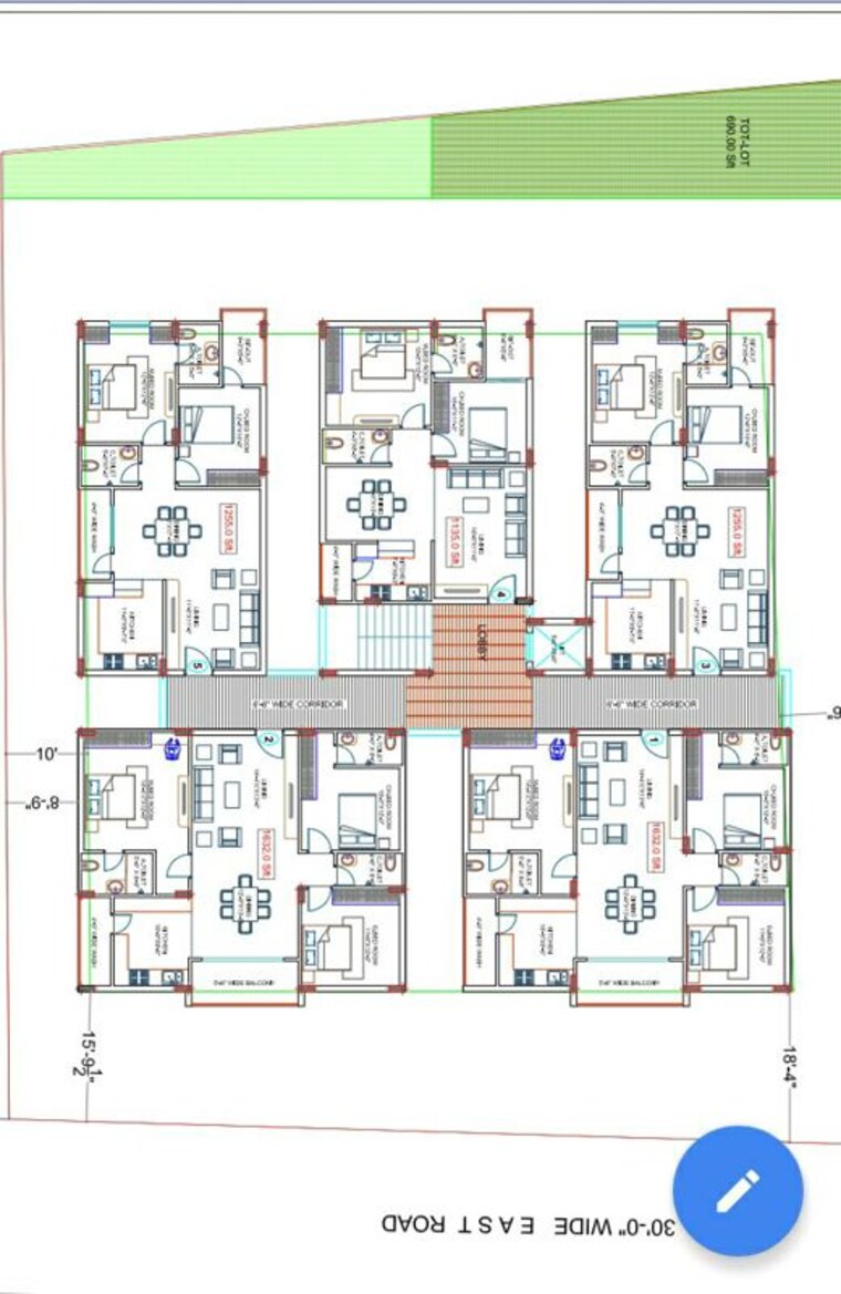 Floor Plan, alkapuri 3 Bedroom 1655 Sq.Ft. Apartment In Alkapuri Hyderabad 10751916