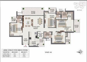 Floor Plan in 4 BHK Apartment at Indosam Iconic, Sector 75 – for Sale