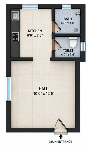 Kitchen in 1 RK Apartment at Siddhi Vinayak Apartment Kasheli, Kasheli – for Sale