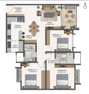 Floor Plan in 2 BHK Apartment at Disha Pursuit of Radiance, Varthur – for Sale