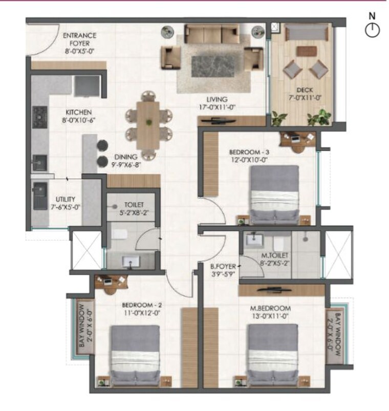 Floor Plan, disha-pursuit-of-radiance 2 Bedroom 1278 Sq.Ft. Apartment In Varthur Bangalore 10750815