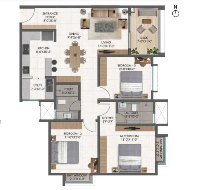 Floor Plan, disha-pursuit-of-radiance 2 Bedroom 1278 Sq.Ft. Apartment In Varthur Bangalore 10750815