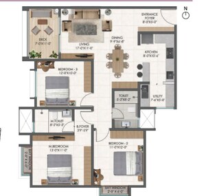 Floor Plan in 2 BHK Apartment at Disha Pursuit of Radiance, Varthur – for Sale