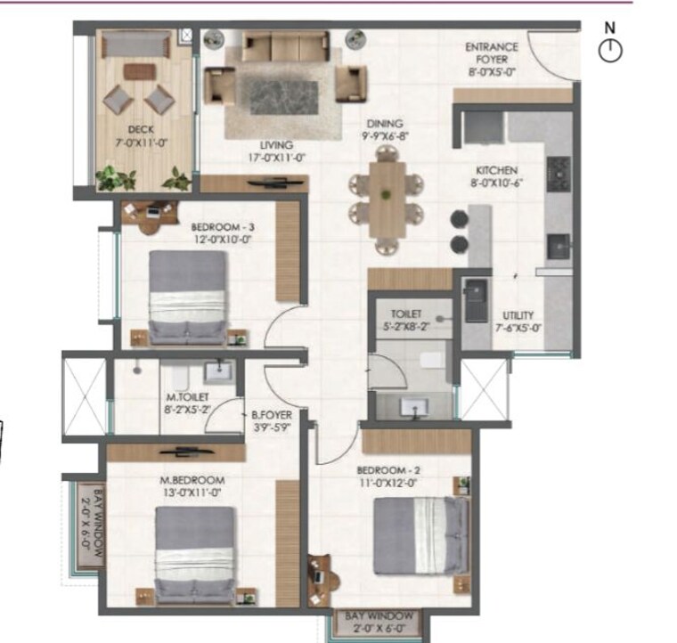 Floor Plan, disha-pursuit-of-radiance 2 Bedroom 1278 Sq.Ft. Apartment In Varthur Bangalore 10750815