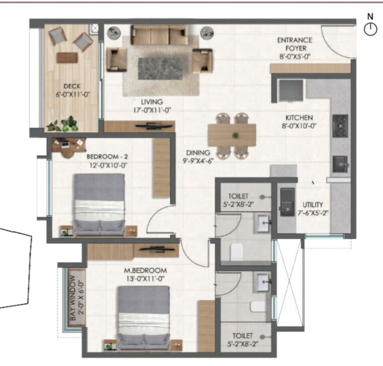 Floor Plan, disha-pursuit-of-radiance 2 Bedroom 1278 Sq.Ft. Apartment In Varthur Bangalore 10750815