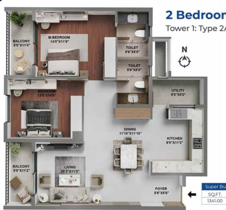 Floor Plan, adarsh-lakefront-phase-2 3 Bedroom 1915 Sq.Ft. Apartment In Marathahalli Orr Bangalore 10750850
